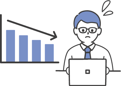 労働力の減少を表すグラフと労働者のイラスト
